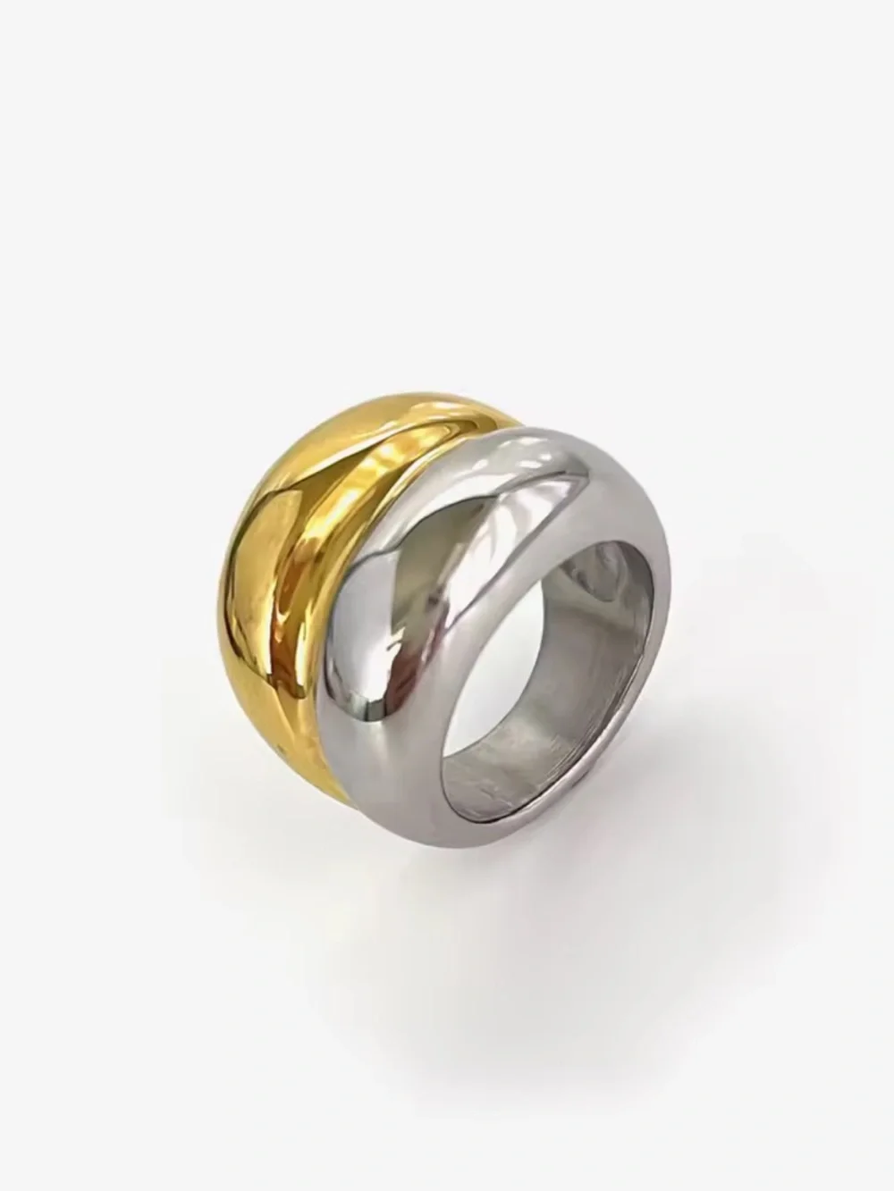 Two-Tone Gold and Silver Dome Ring - Women's Fashion Jewelry - Picture 1 of 1